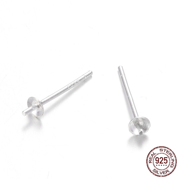 PandaHall Sterling Silver Stud Earring Findings, For Half-drill Beads, Silver, Tray: 3mm, 13mm, Pin: 0.7mm Sterling Silver
PandaHall Sterling Silver Stud Earring Findings, For Half-drill Beads, Silver, Tray: 3mm, 13mm, Pin: 0.7mm Sterling Silver