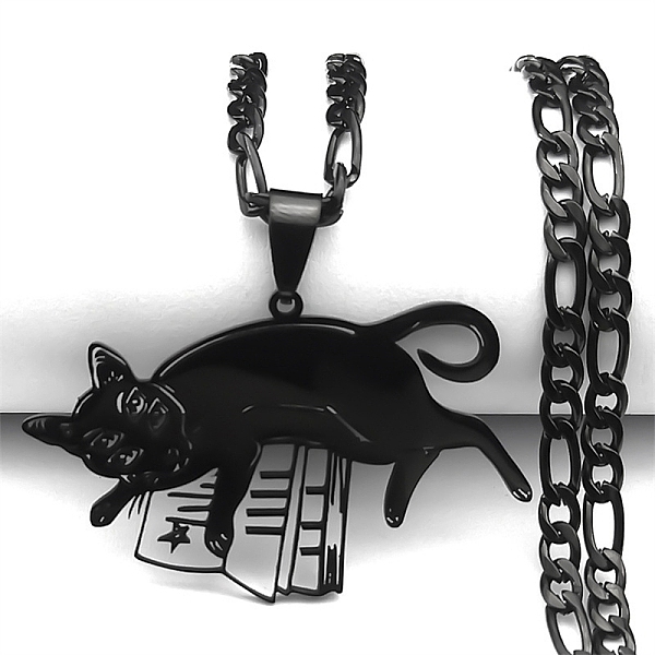 PandaHall 304 Stainless Steel Necklaces, Cat with Book Pendant Necklaces, Black, 21.57 inch(54.8cm) 304 Stainless Steel Cat Shape
PandaHall 304 Stainless Steel Necklaces, Cat with Book Pendant Necklaces, Black, 21.57 inch(54.8cm) 304 Stainless Steel Cat Shape