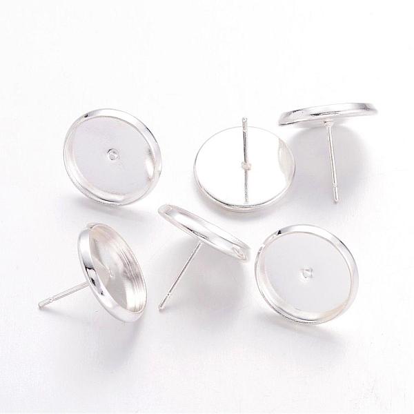 PandaHall Silver Color Plated Brass Ear Studs Settings, Tray: 12mm, 12mm, Pin: 1mm Brass Round
PandaHall Silver Color Plated Brass Ear Studs Settings, Tray: 12mm, 12mm, Pin: 1mm Brass Round