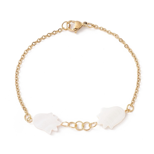 PandaHall Synthetic Shell Hamsa Hand Link Bracelet, Ion Plating(IP) 304 Stainless Steel Jewelry for Women, Golden, 7-7/8 inch(20cm) Shell..., White
PandaHall Synthetic Shell Hamsa Hand Link Bracelet, Ion Plating(IP) 304 Stainless Steel Jewelry for Women, Golden, 7-7/8 inch(20cm) Shell..., White