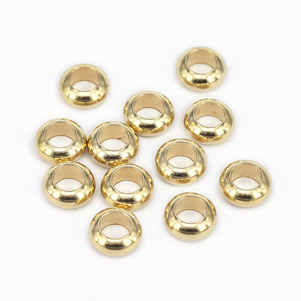 PandaHall Brass Spacer Beads, Nickel Free, Ring, Raw(Unplated), 10x4mm, Hole: 6mm Brass Ring
PandaHall Brass Spacer Beads, Nickel Free, Ring, Raw(Unplated), 10x4mm, Hole: 6mm Brass Ring