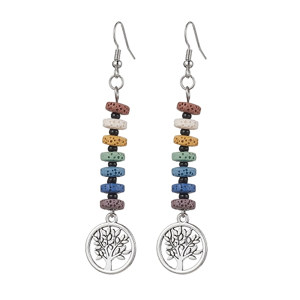 PandaHall Colorful Natural Dyed Lava Rock Disc Beaded Dangle Earrings, Alloy Tree of Life Long Dorp Earrings, Antique Silver, 80x17mm Lava...
PandaHall Colorful Natural Dyed Lava Rock Disc Beaded Dangle Earrings, Alloy Tree of Life Long Dorp Earrings, Antique Silver, 80x17mm Lava...