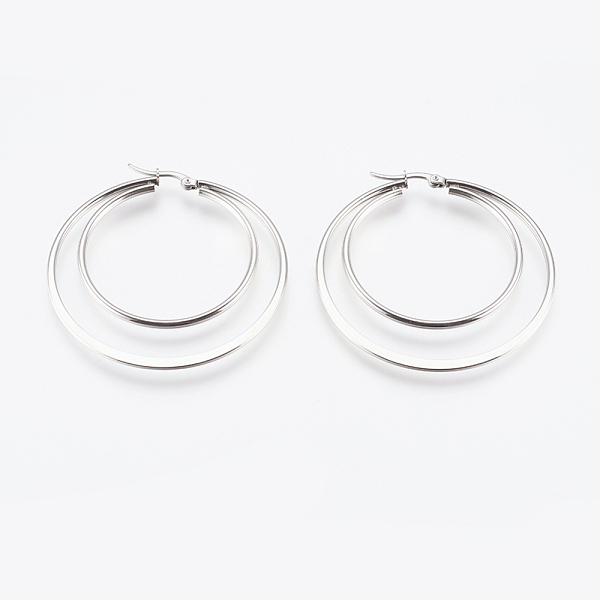 PandaHall 201 Stainless Steel Hoop Earrings, with 304 Stainless Steel Pin, Hypoallergenic Earrings, Double Ring, Stainless Steel Color, 12...
PandaHall 201 Stainless Steel Hoop Earrings, with 304 Stainless Steel Pin, Hypoallergenic Earrings, Double Ring, Stainless Steel Color, 12...