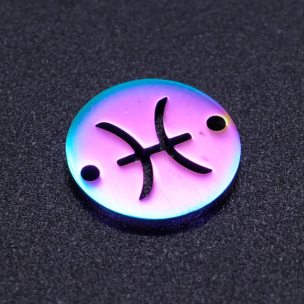 PandaHall Ion Plating(IP) 201 Stainless Steel Links, Flat Round with Constellation/Zodiac Sign, Rainbow Color, Pisces, 12x1mm, Hole: 1.2mm...
PandaHall Ion Plating(IP) 201 Stainless Steel Links, Flat Round with Constellation/Zodiac Sign, Rainbow Color, Pisces, 12x1mm, Hole: 1.2mm...
