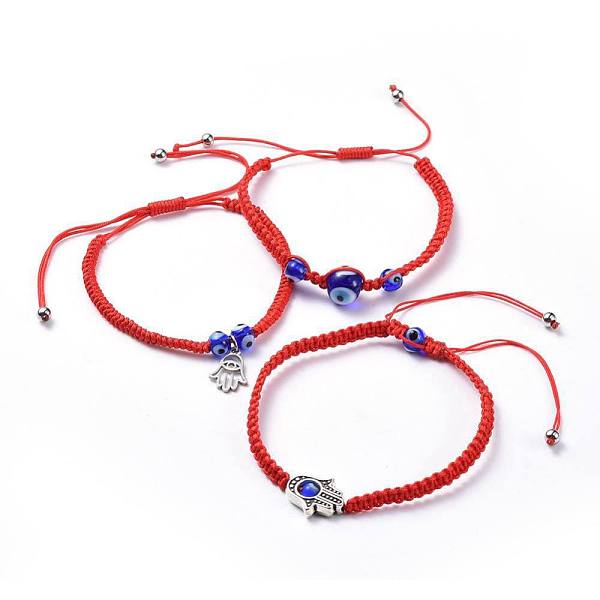PandaHall Adjustable Nylon Thread Braided Bead Bracelets Sets, with Handmade Lampwork Evil Eye Beads, Tibetan Style Alloy Bead Frames and..., Red
PandaHall Adjustable Nylon Thread Braided Bead Bracelets Sets, with Handmade Lampwork Evil Eye Beads, Tibetan Style Alloy Bead Frames and..., Red