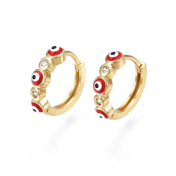 PandaHall Clear Cubic Zirconia Evil Eye Huggie Hoop Earrings with Enamel, Brass Jewelry for Girl Women, Real 18K Gold Plated, Nickel Free..., Red
PandaHall Clear Cubic Zirconia Evil Eye Huggie Hoop Earrings with Enamel, Brass Jewelry for Girl Women, Real 18K Gold Plated, Nickel Free..., Red
