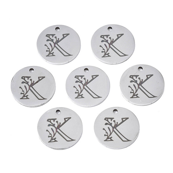 PandaHall 304 Stainless Steel Charms, Laser Cut, Designed Letter Engraved, Flat Round, Stainless Steel Color, Letter.K, 14x1mm, Hole: 1.2mm...
PandaHall 304 Stainless Steel Charms, Laser Cut, Designed Letter Engraved, Flat Round, Stainless Steel Color, Letter.K, 14x1mm, Hole: 1.2mm...