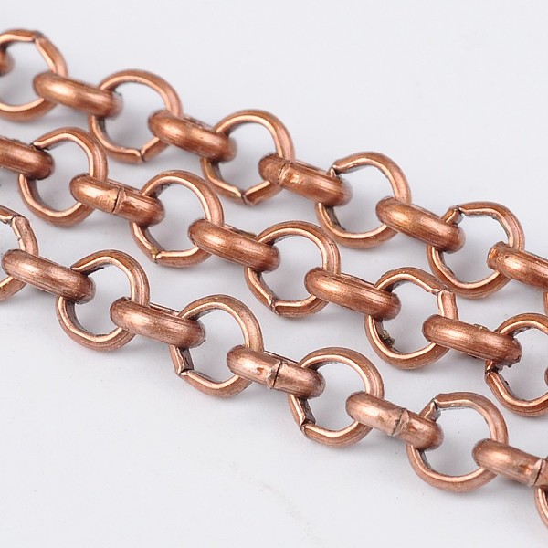 PandaHall Iron Rolo Chains, Belcher Chain, Unwelded, Lead Free & Nickel Free, Unwelded, Red Copper Color, with Spool, Link: 5mm in diameter...
PandaHall Iron Rolo Chains, Belcher Chain, Unwelded, Lead Free & Nickel Free, Unwelded, Red Copper Color, with Spool, Link: 5mm in diameter...