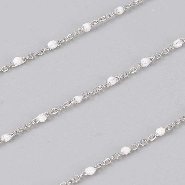 PandaHall 304 Stainless Steel Handmade Beaded Chain, Cable Chains, with Enamel and Glitter Powder, Soldered, with Spool, Flat Oval, White...
PandaHall 304 Stainless Steel Handmade Beaded Chain, Cable Chains, with Enamel and Glitter Powder, Soldered, with Spool, Flat Oval, White...