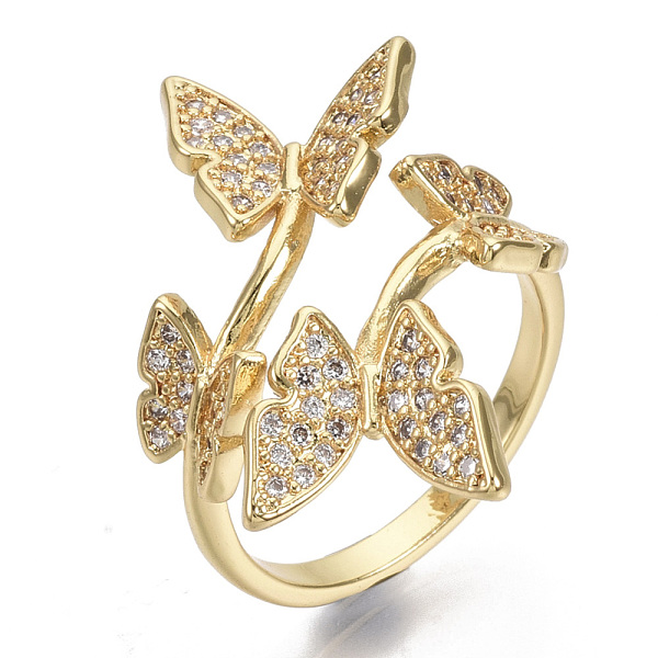 PandaHall Brass Micro Pave Cubic Zirconia Cuff Rings, Open Rings, Nickel Free, Butterfly, Clear, Real 16K Gold Plated, Size 7, Inner...
PandaHall Brass Micro Pave Cubic Zirconia Cuff Rings, Open Rings, Nickel Free, Butterfly, Clear, Real 16K Gold Plated, Size 7, Inner...