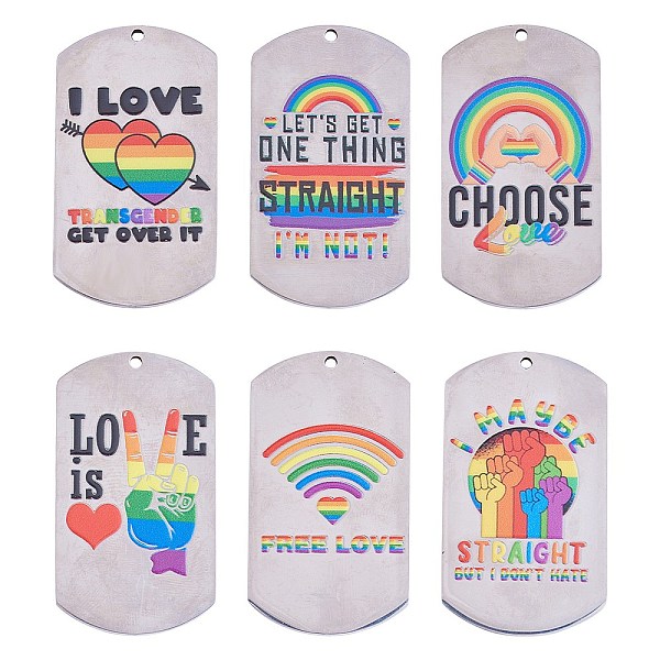 PandaHall 6Pcs 6 Style Pride 201 Stainless Steel Big Pendants, Oval Rectangle, Stainless Steel Color, Mixed Patterns, 50x28x2mm, Hole: 1.8mm...
PandaHall 6Pcs 6 Style Pride 201 Stainless Steel Big Pendants, Oval Rectangle, Stainless Steel Color, Mixed Patterns, 50x28x2mm, Hole: 1.8mm...