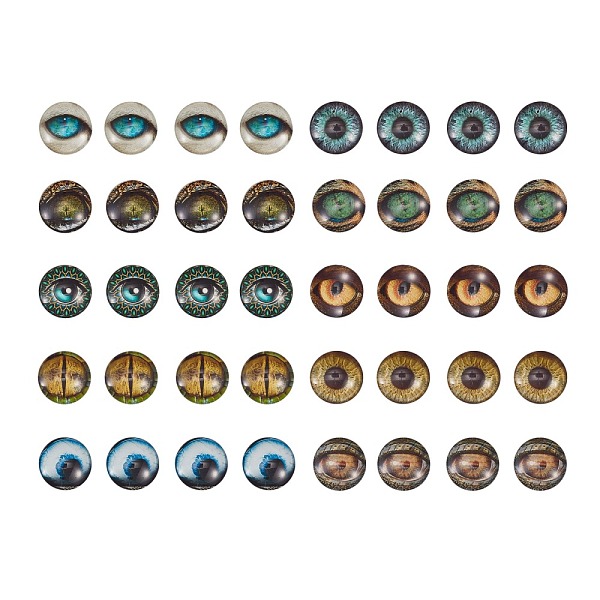 PandaHall Glass Cabochons, Half Round/Dome with Animal Eye Pattern, Mixed Color, 17.9x5mm, 10 colors, 4pcs/color, 40pcs/box Glass Half Round..., Multicolor
PandaHall Glass Cabochons, Half Round/Dome with Animal Eye Pattern, Mixed Color, 17.9x5mm, 10 colors, 4pcs/color, 40pcs/box Glass Half Round..., Multicolor
