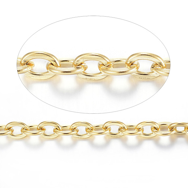 PandaHall 304 Stainless Steel Cable Chains, Unwelded, with Spool, Flat Oval, for Jewelry Making, Golden, 4x3x0.5mm, about 82.02 Feet...
PandaHall 304 Stainless Steel Cable Chains, Unwelded, with Spool, Flat Oval, for Jewelry Making, Golden, 4x3x0.5mm, about 82.02 Feet...