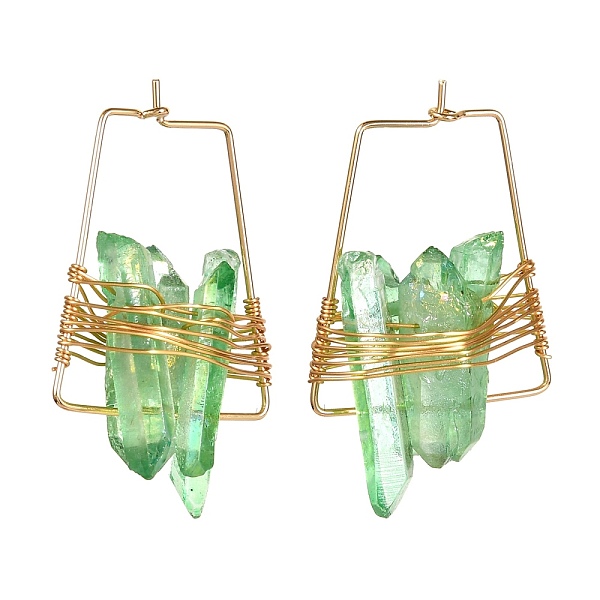 PandaHall Electroplated Natural Quartz Wire Wrapped Earrings for Girl Women, Golden Trapezoid Brass Hoop Earrings, Green, 36~40x25x10~13mm...
PandaHall Electroplated Natural Quartz Wire Wrapped Earrings for Girl Women, Golden Trapezoid Brass Hoop Earrings, Green, 36~40x25x10~13mm...