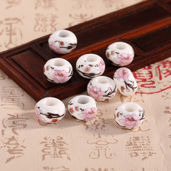 PandaHall Handmade European Porcelain Beads, DIY Accessories for Jewelry Making, Rondelle with Flower, Pink, 14x9mm, Hole: 5mm Porcelain...
PandaHall Handmade European Porcelain Beads, DIY Accessories for Jewelry Making, Rondelle with Flower, Pink, 14x9mm, Hole: 5mm Porcelain...