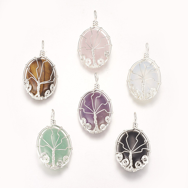 PandaHall Natural & Synthetic Mixed Stone Pendants, with Brass Findings, Oval with Tree, Silver Color Plated, 39~39.5x22~23x9~10mm, Hole...
PandaHall Natural & Synthetic Mixed Stone Pendants, with Brass Findings, Oval with Tree, Silver Color Plated, 39~39.5x22~23x9~10mm, Hole...