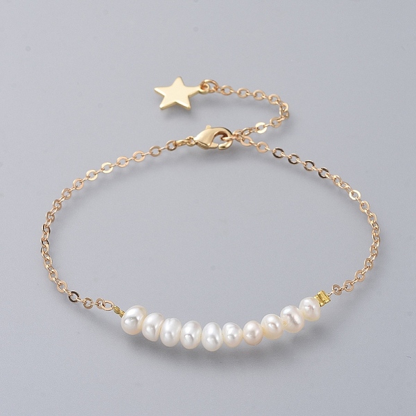PandaHall Beaded Bracelets, with Natural Pearl and Brass Cable Chains, Real 18K Gold Plated, 9 inch(23cm) Pearl
PandaHall Beaded Bracelets, with Natural Pearl and Brass Cable Chains, Real 18K Gold Plated, 9 inch(23cm) Pearl