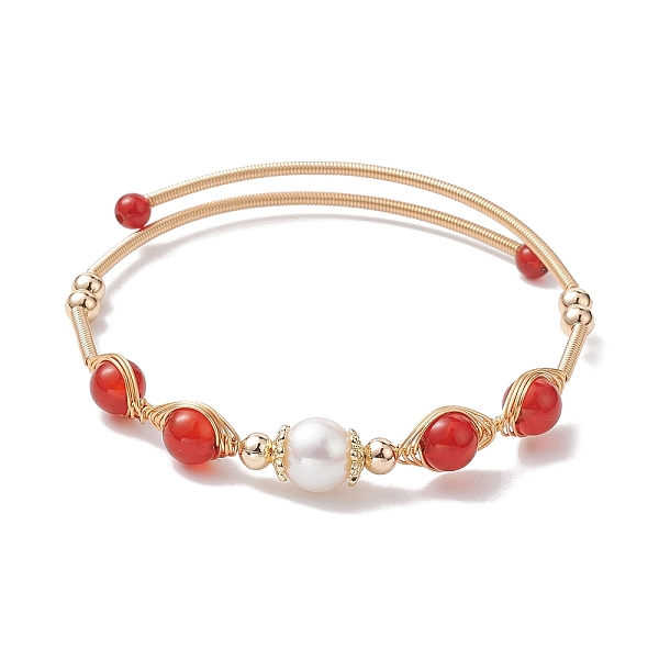 PandaHall Natural Carnelian Round Beaded Cuff Bangle, Golden Brass Wire Wrapped Bangle, Inner Diameter: 2 inch(5~5.15cm) Carnelian
PandaHall Natural Carnelian Round Beaded Cuff Bangle, Golden Brass Wire Wrapped Bangle, Inner Diameter: 2 inch(5~5.15cm) Carnelian