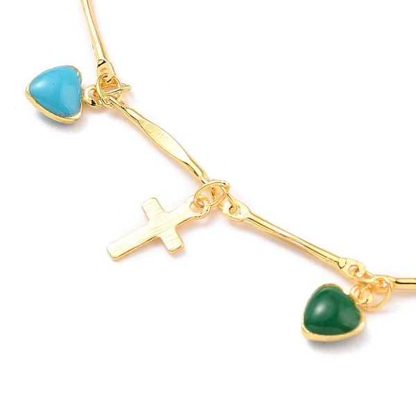 PandaHall Brass Enamel Charm Anklets, with Bar Link Chains and Lobster Claw Clasps, Heart and Cross, Colorful, Golden, 9-7/8 inch(25cm)...
PandaHall Brass Enamel Charm Anklets, with Bar Link Chains and Lobster Claw Clasps, Heart and Cross, Colorful, Golden, 9-7/8 inch(25cm)...
