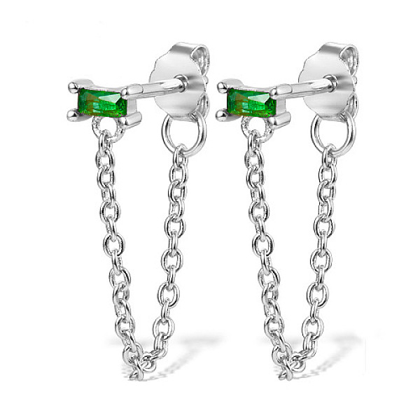 PandaHall Rhodium Plated Platinum 925 Sterling Silver Chains Front Back Stud Earrings, with Rectangle Cubic Zirconia, Green, 48x4mm Sterling...
PandaHall Rhodium Plated Platinum 925 Sterling Silver Chains Front Back Stud Earrings, with Rectangle Cubic Zirconia, Green, 48x4mm Sterling...