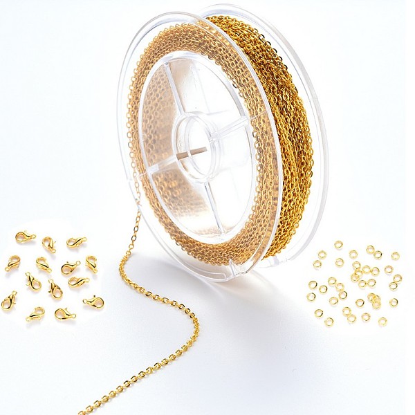 PandaHall DIY Jewelry Kits, with Soldered Brass Coated Iron Cable Chains, Brass Lobster Claw Clasps and Brass Jump Rings, Lead Free &...
PandaHall DIY Jewelry Kits, with Soldered Brass Coated Iron Cable Chains, Brass Lobster Claw Clasps and Brass Jump Rings, Lead Free &...