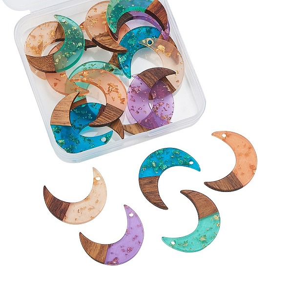 PandaHall Transparent Resin & Walnut Wood Pendants, with Gold Foil, Moon, Mixed Color, 28x22x3mm, Hole: 2mm, 20pcs/box Resin+Wood Moon..., Multicolor
PandaHall Transparent Resin & Walnut Wood Pendants, with Gold Foil, Moon, Mixed Color, 28x22x3mm, Hole: 2mm, 20pcs/box Resin+Wood Moon..., Multicolor
