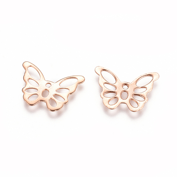 PandaHall 201 Stainless Steel Charms, Butterfly, Rose Gold, 11x15x0.7mm, Hole: 1~4mm 201 Stainless Steel Butterfly
PandaHall 201 Stainless Steel Charms, Butterfly, Rose Gold, 11x15x0.7mm, Hole: 1~4mm 201 Stainless Steel Butterfly