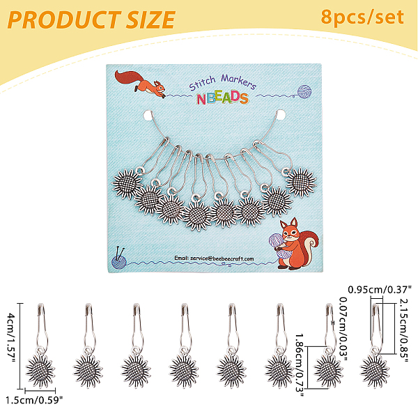 PandaHall 8 Pcs Sunflower Stitch Markers, Silver Crochet Stitch Marker Charms Removable Lobster Clasp Locking Stitch Marker for Knitting...
PandaHall 8 Pcs Sunflower Stitch Markers, Silver Crochet Stitch Marker Charms Removable Lobster Clasp Locking Stitch Marker for Knitting...