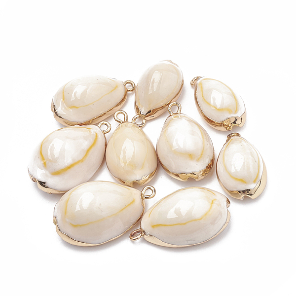 PandaHall Cowrie Shell Pendants, with Golden Tone Brass Findings, Cowrie Shell, Seashell Color, 23~30x13~19x10~13mm, Hole: 1.5mm Cowrie...
PandaHall Cowrie Shell Pendants, with Golden Tone Brass Findings, Cowrie Shell, Seashell Color, 23~30x13~19x10~13mm, Hole: 1.5mm Cowrie...