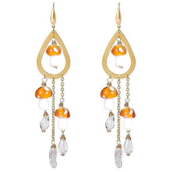 PandaHall Natural Quartz Crystal Teardrop & Lampwork Mushroom Chandelier Earrings, Golden 316 Surgical Stainless Steel Long Tassel Drop..., Brown
PandaHall Natural Quartz Crystal Teardrop & Lampwork Mushroom Chandelier Earrings, Golden 316 Surgical Stainless Steel Long Tassel Drop..., Brown