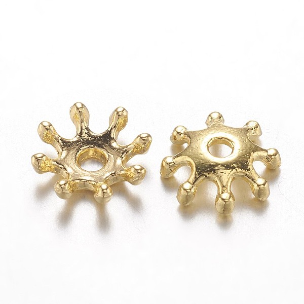 PandaHall Alloy Bead Caps, Cadmium Free & Lead Free, Flower, Multi-Petal, Golden, 8x2.5mm, Hole: 1.5mm Alloy
PandaHall Alloy Bead Caps, Cadmium Free & Lead Free, Flower, Multi-Petal, Golden, 8x2.5mm, Hole: 1.5mm Alloy