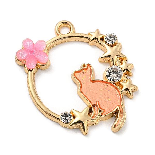 PandaHall Alloy Enamel Pendants, with Rhinestone, Golden, Ring with Flower Charm, Cat Shape, 25x22.5x3mm, Hole: 1.8mm Alloy...
PandaHall Alloy Enamel Pendants, with Rhinestone, Golden, Ring with Flower Charm, Cat Shape, 25x22.5x3mm, Hole: 1.8mm Alloy...