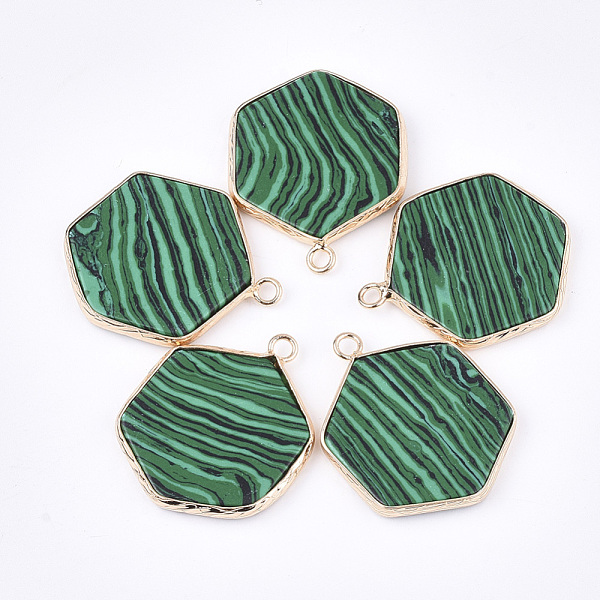 PandaHall Synthetic Malachite Pendants, with Brass Findings, Hexagon, Golden, 30~31x24~25x2~3mm, Hole: 2mm Malachite Hexagon
PandaHall Synthetic Malachite Pendants, with Brass Findings, Hexagon, Golden, 30~31x24~25x2~3mm, Hole: 2mm Malachite Hexagon