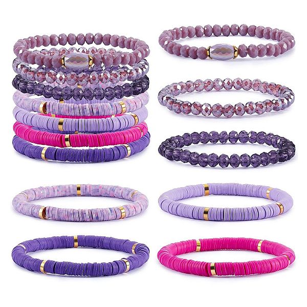 PandaHall 7Pcs 7 Style Handmade Polymer Clay Heishi Surfer Stretch Bracelets Set, Glass Beads Stackable Bracelets, Preppy Jewelry for Women..., Purple
PandaHall 7Pcs 7 Style Handmade Polymer Clay Heishi Surfer Stretch Bracelets Set, Glass Beads Stackable Bracelets, Preppy Jewelry for Women..., Purple