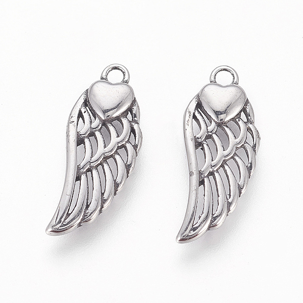 PandaHall 304 Stainless Steel Pendants, Wings with Heart, Antique Silver, 20x8x2.5mm, Hole: 1.6mm 304 Stainless Steel Wing
PandaHall 304 Stainless Steel Pendants, Wings with Heart, Antique Silver, 20x8x2.5mm, Hole: 1.6mm 304 Stainless Steel Wing