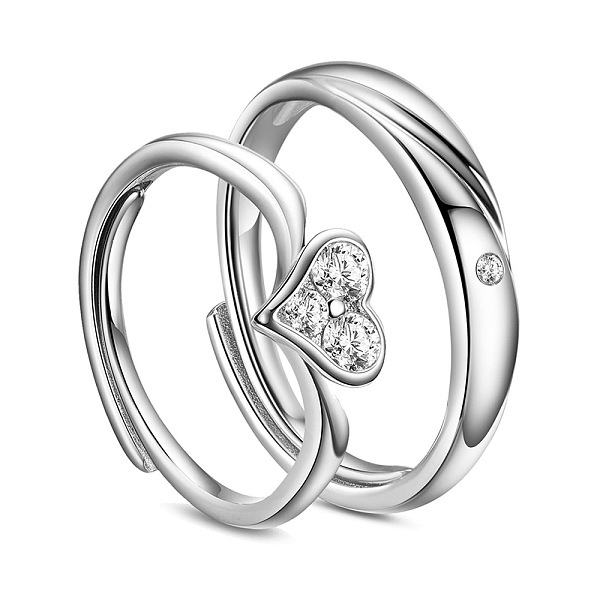 PandaHall SHEGRACE Awesome Rhodium Plated 925 Sterling Silver Couple Rings, with AAA Cubic Zirconias and Heart, Platinum, 16mm&18mm..., Clear
PandaHall SHEGRACE Awesome Rhodium Plated 925 Sterling Silver Couple Rings, with AAA Cubic Zirconias and Heart, Platinum, 16mm&18mm..., Clear