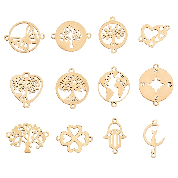 PandaHall 12Pcs 12 Styles 201 & 304 Stainless Steel Connector Charms, Heart & Flat Round with Tree & Compass, Mixed Color, 12~23x12.5~21x1mm...
PandaHall 12Pcs 12 Styles 201 & 304 Stainless Steel Connector Charms, Heart & Flat Round with Tree & Compass, Mixed Color, 12~23x12.5~21x1mm...