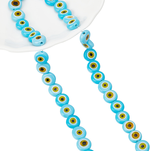 PandaHall 1 Strand Handmade Evil Eye Lampwork Beads Strands, Flat Round, Light Sky Blue, 8x3.2mm, Hole: 1mm Lampwork Flat Round
PandaHall 1 Strand Handmade Evil Eye Lampwork Beads Strands, Flat Round, Light Sky Blue, 8x3.2mm, Hole: 1mm Lampwork Flat Round