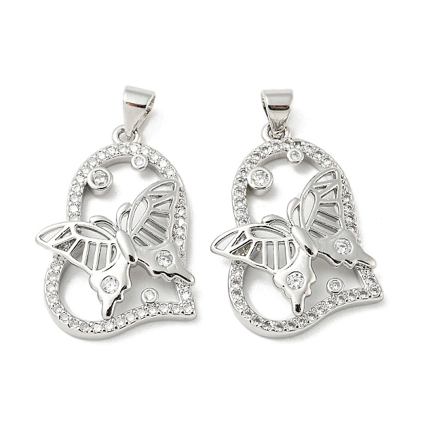 PandaHall Rack Plating Brass Micro Pave Cubic Zirconia Pendants, Long-Lasting Plated, Lead Free & Cadmium Free, Heart with Butterfly Charms..., Clear
PandaHall Rack Plating Brass Micro Pave Cubic Zirconia Pendants, Long-Lasting Plated, Lead Free & Cadmium Free, Heart with Butterfly Charms..., Clear