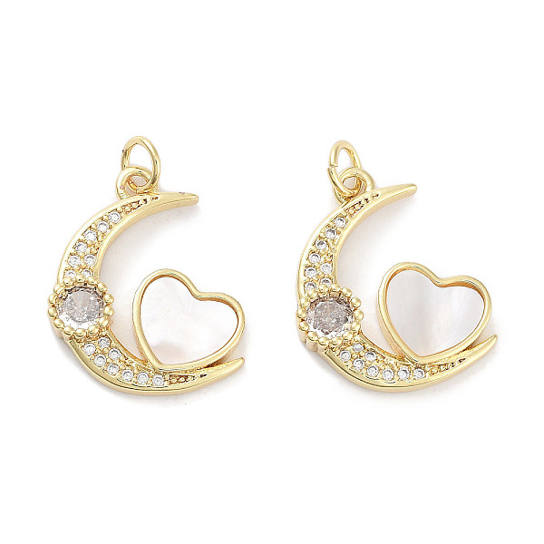 PandaHall Brass Micro Pave Clear Cubic Zirconia Pendants, with Shell and Jump Rings, Real 18K Gold Plated, Moon with Heart Charms, White...
PandaHall Brass Micro Pave Clear Cubic Zirconia Pendants, with Shell and Jump Rings, Real 18K Gold Plated, Moon with Heart Charms, White...