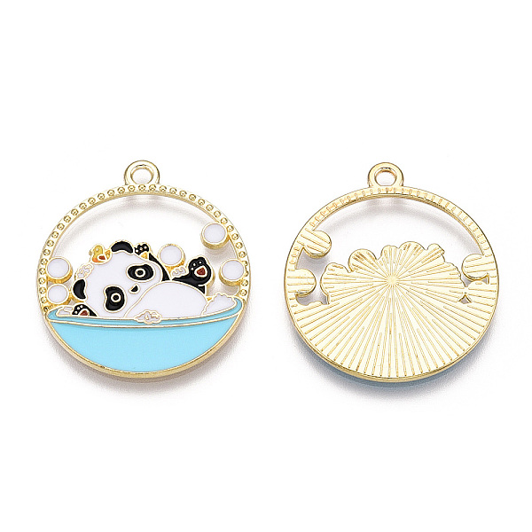 PandaHall Alloy Enamel Pendants, Flat Round with Panda Charm, Real 14K Golden Plated, Sky Blue, 28x25x1.5mm, Hole: 1.8mm Alloy+Enamel Flat...
PandaHall Alloy Enamel Pendants, Flat Round with Panda Charm, Real 14K Golden Plated, Sky Blue, 28x25x1.5mm, Hole: 1.8mm Alloy+Enamel Flat...