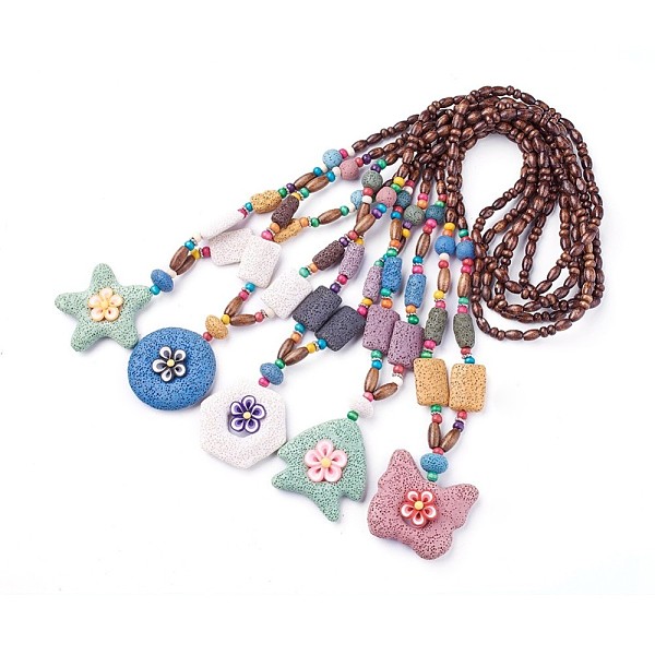 PandaHall Natural Lava Rock Pendant Necklaces, with Wood Beads, Mixed Shapes, Mixed Color, 29.9~30.4 inch'(76~77.4cm), 6~6.5mm Lava Rock..., Multicolor
PandaHall Natural Lava Rock Pendant Necklaces, with Wood Beads, Mixed Shapes, Mixed Color, 29.9~30.4 inch'(76~77.4cm), 6~6.5mm Lava Rock..., Multicolor