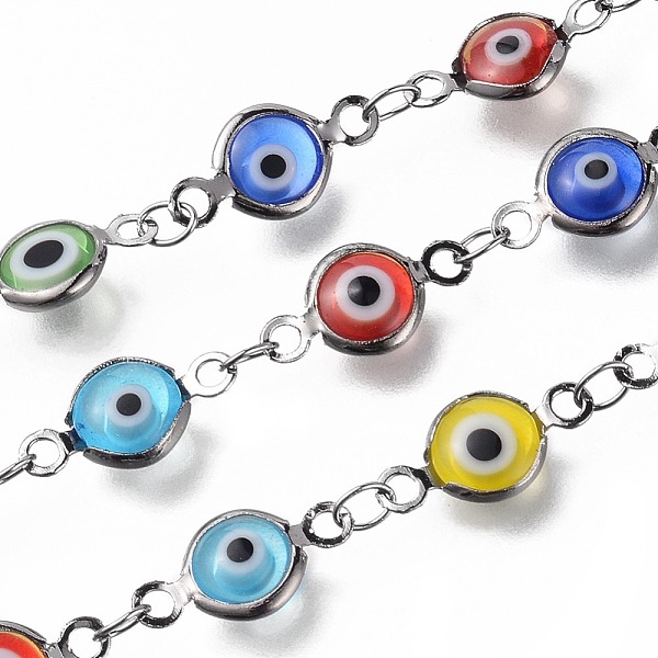 PandaHall 3.28 Feet Handmade Evil Eye Lampwork Link Chains, Soldered, with Brass Findings, Long-Lasting Plated, Flat Round, Gunmetal, Mixed..., Multicolor
PandaHall 3.28 Feet Handmade Evil Eye Lampwork Link Chains, Soldered, with Brass Findings, Long-Lasting Plated, Flat Round, Gunmetal, Mixed..., Multicolor