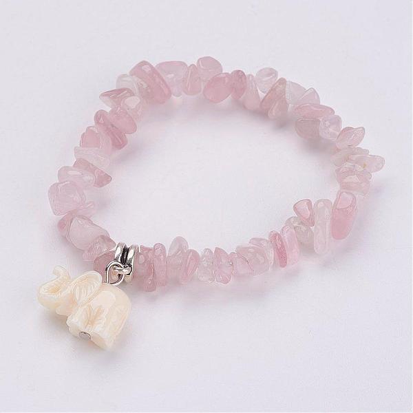 PandaHall Resin Elephant Charm Bracelets, with Natural Rose Quartz Chips, 2 inch(51mm) Rose Quartz
PandaHall Resin Elephant Charm Bracelets, with Natural Rose Quartz Chips, 2 inch(51mm) Rose Quartz