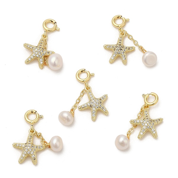 PandaHall Brass Micro Pave Cubic Zirconia Starfish Pendant Decorations, Natural Pearl Ornament with Brass Spring Ring Clasps, Real 14K Gold...
PandaHall Brass Micro Pave Cubic Zirconia Starfish Pendant Decorations, Natural Pearl Ornament with Brass Spring Ring Clasps, Real 14K Gold...