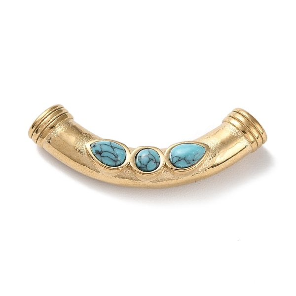PandaHall 304 Stainless Steel Tube Beads, with Synthetic Turquoise, Curved Tube, Aqua, 14.5x39.5x7.5mm, Hole: 3.2mm 304 Stainless Steel Tube..., Cyan
PandaHall 304 Stainless Steel Tube Beads, with Synthetic Turquoise, Curved Tube, Aqua, 14.5x39.5x7.5mm, Hole: 3.2mm 304 Stainless Steel Tube..., Cyan
