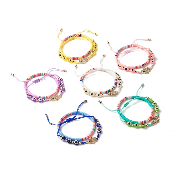 PandaHall Handmade Polymer Clay Heishi Beads Stretch Bracelets Set, Hamsa Hand /Hand of Miriam Alloy Rhinestone Links Bracelets, Evil Eye..., Multicolor
PandaHall Handmade Polymer Clay Heishi Beads Stretch Bracelets Set, Hamsa Hand /Hand of Miriam Alloy Rhinestone Links Bracelets, Evil Eye..., Multicolor