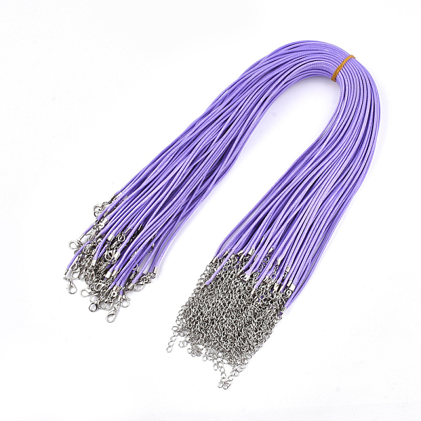 PandaHall Waxed Cord Necklace Making, with Zinc Alloy Lobster Clasps, Platinum, Lilac, 17.8 inch~18 inch(45.5~46cm), 2mm Waxed Cord Purple
PandaHall Waxed Cord Necklace Making, with Zinc Alloy Lobster Clasps, Platinum, Lilac, 17.8 inch~18 inch(45.5~46cm), 2mm Waxed Cord Purple