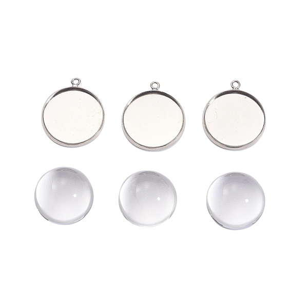 PandaHall DIY Pendants Making, Flat Round Brass Blank Pendant Trays and Clear Glass Cabochons, Platinum, Tray: 18mm, 23x20x2mm, Hole: 1.5mm...
PandaHall DIY Pendants Making, Flat Round Brass Blank Pendant Trays and Clear Glass Cabochons, Platinum, Tray: 18mm, 23x20x2mm, Hole: 1.5mm...