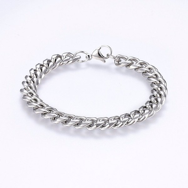 PandaHall 201 Stainless Steel Curb Chain Bracelets, Stainless Steel Color, 8-1/4 inch(21cm), 9x11x4mm 201 Stainless Steel
PandaHall 201 Stainless Steel Curb Chain Bracelets, Stainless Steel Color, 8-1/4 inch(21cm), 9x11x4mm 201 Stainless Steel